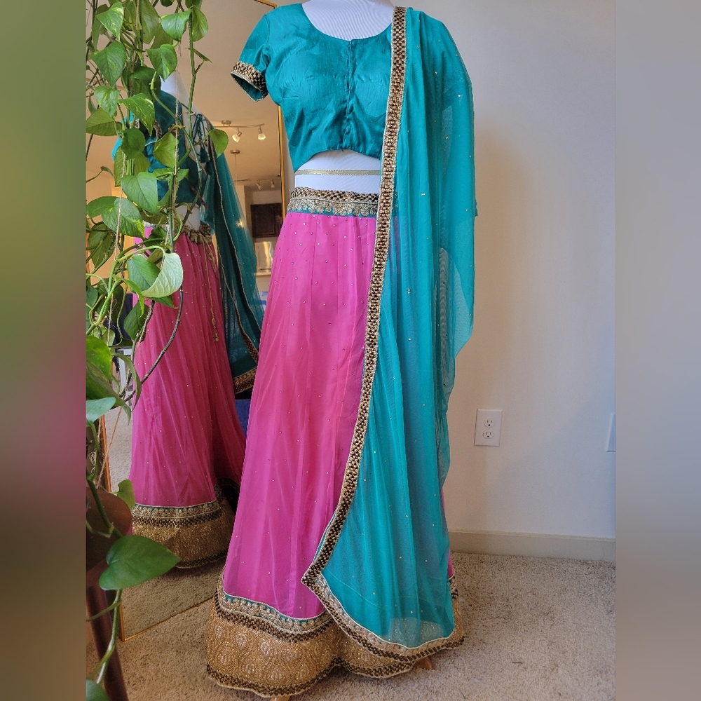 Blue and Pink Lehenga